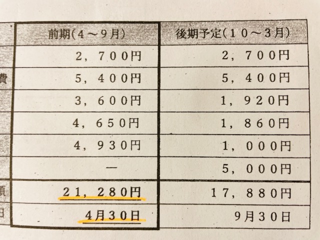 授業料を除く公立校でかかる費用