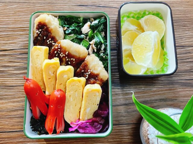 ご飯の上におかず並べるだけのお弁当